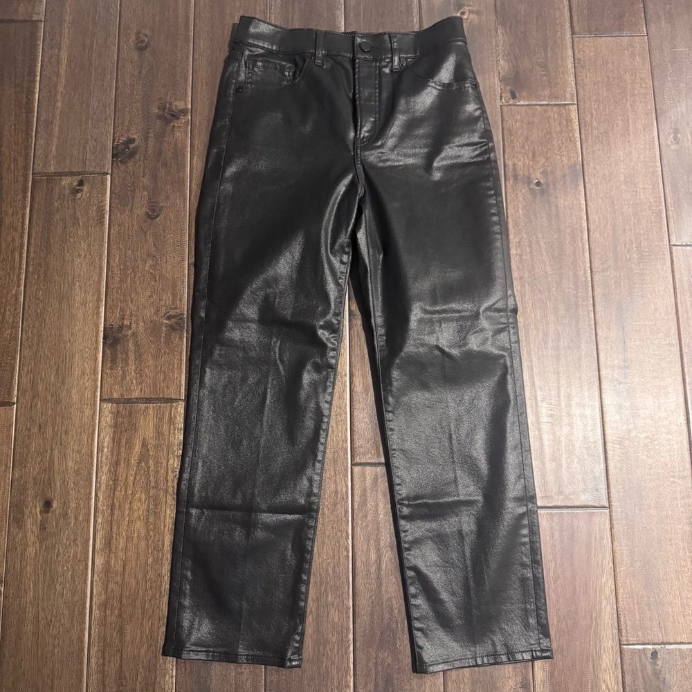 Express Black Shiny Straight Ankle High Rise Pants 4R